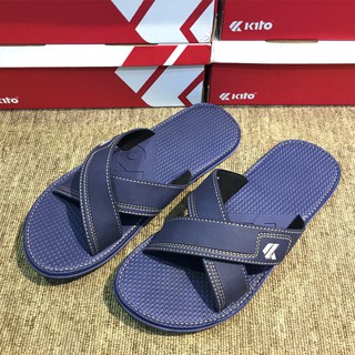 Dép nam Thái Lan quai chéo cao cấp chính hãng thương hiệu Kito AB4M xanh Navy Sr7