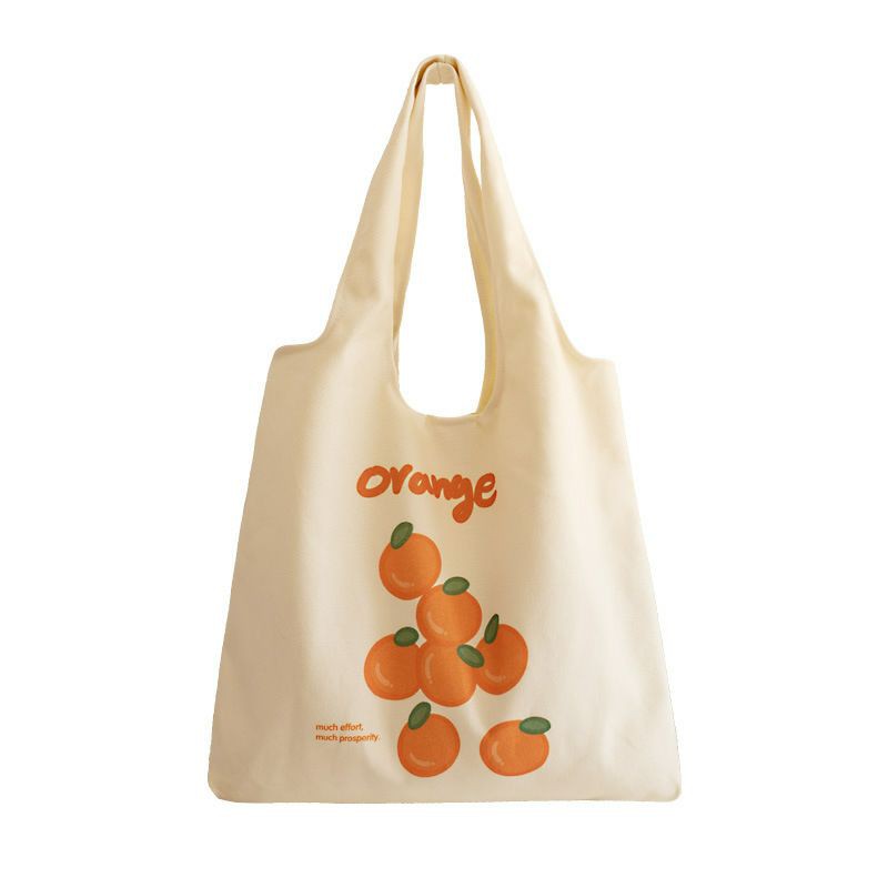 Túi đeo vai đi làm, đi học đẹp giá rẻ, form to, 2 lớp, vải canvas - ORANGE - STRAWBERRY