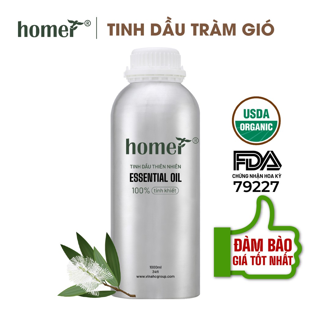 Tinh dầu Tràm Gió Việt Nam Homer 500ML/ 1L - Cajeput Essense Oil - đạt chuẩn chất lượng kiểm định