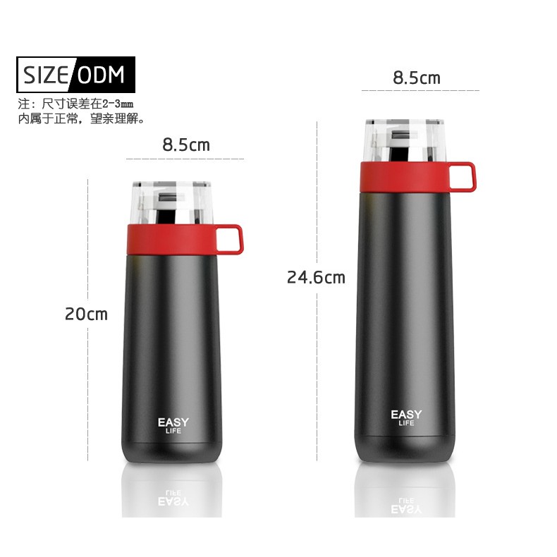 Bình giữ nhiệt Easy life Thermos dạng phích có nắp cốc tiện lợi dung tích 500ml bình inox 304 giữ nhiệt cực tốt đến 15h