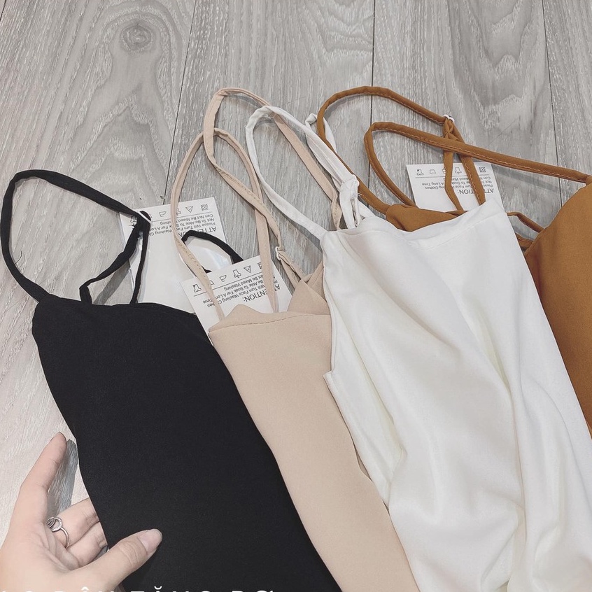 🚛  Váy 2 dây, đầm xuông - váy chất đũi lụa trơn basic nữ