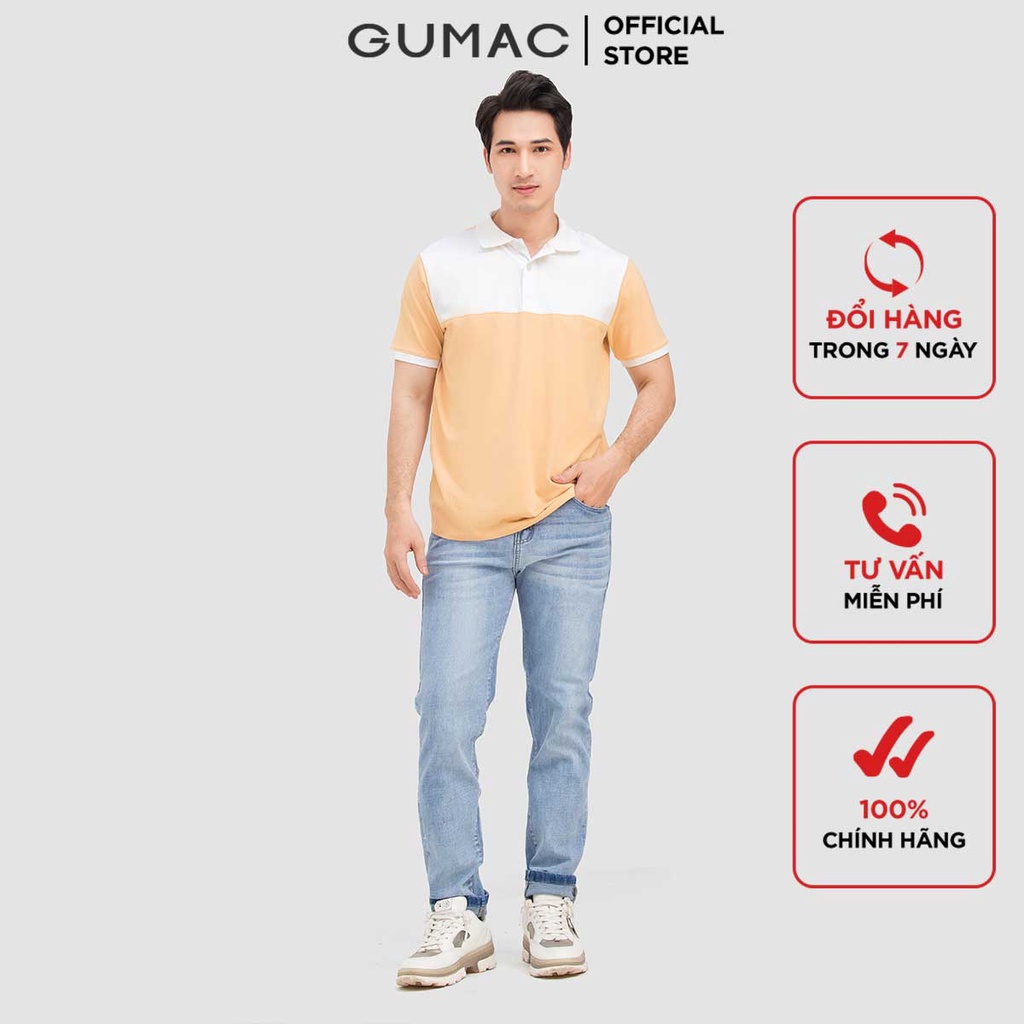 Áo polo nam thời trang GUMAC thiết kế phối màu ATNB551 - chất liệu cotton 2 chiều