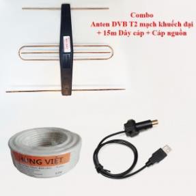 Combo anten khuếch đại + cáp đồng trục + dây nguồn