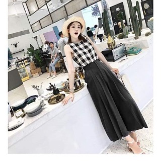 Sét áo caro và quần ống rộng