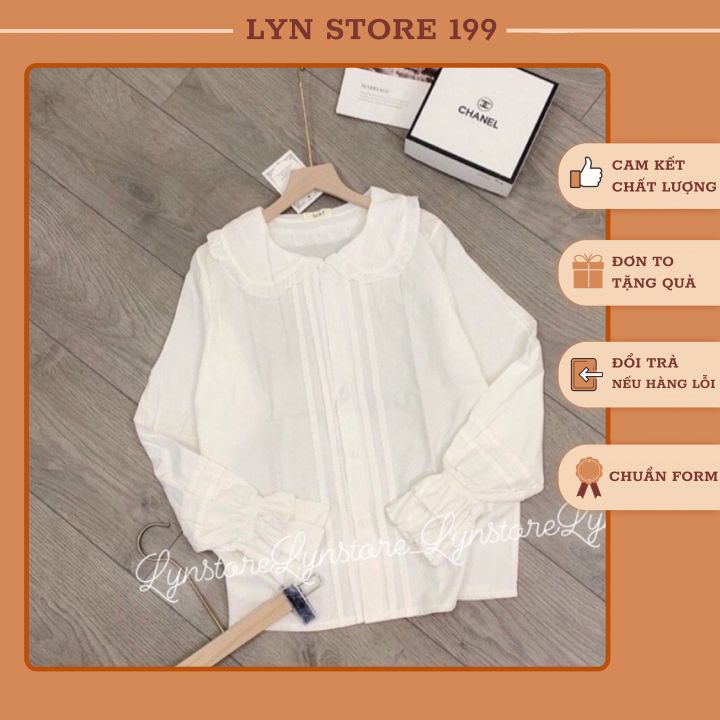 Áo sơ mi nữ- Áo sơ mi nhún bèo cách điệu dễ thương phong cách Hàn Quốc 1 màu A01