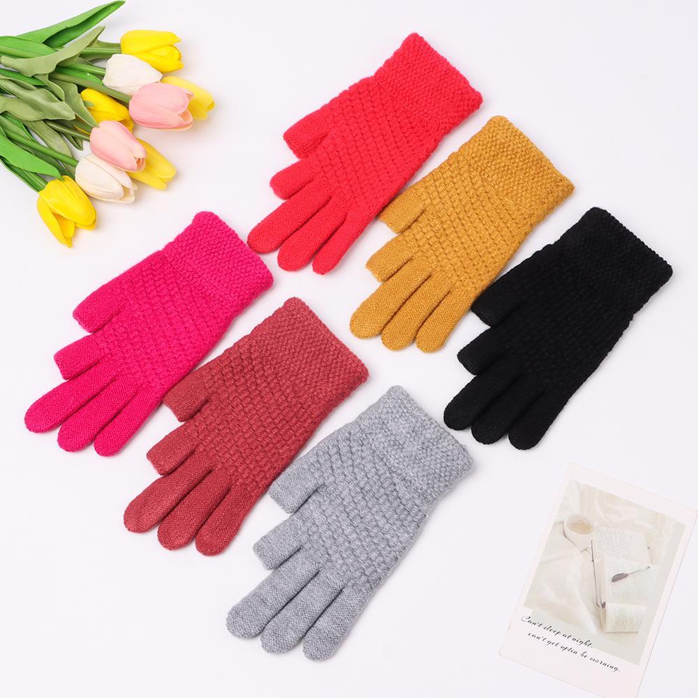 Găng Tay Dệt Kim Lót Nhung Mềm Mại Giữ Ấm Cánh Tay Thời Trang