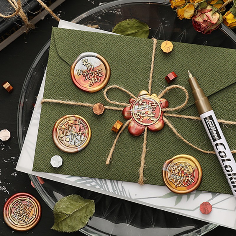 Hộp 180 hạt sáp niêm phong đóng dấu trang trí bao thư thiệp cưới scrapbook