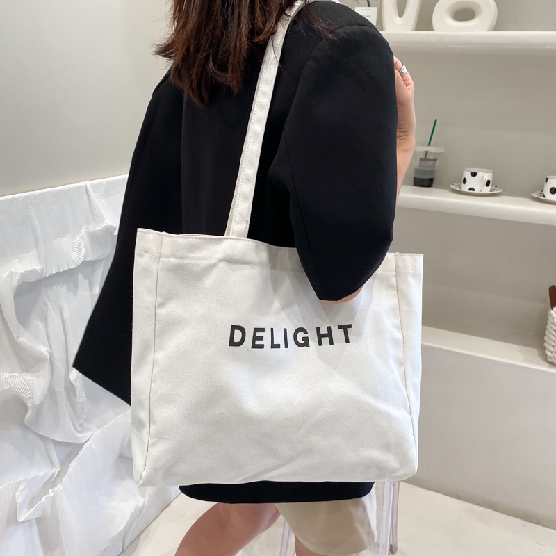 Túi Vải Canvas Đeo Vai In Chữ Thời Trang Dành Cho Nữ