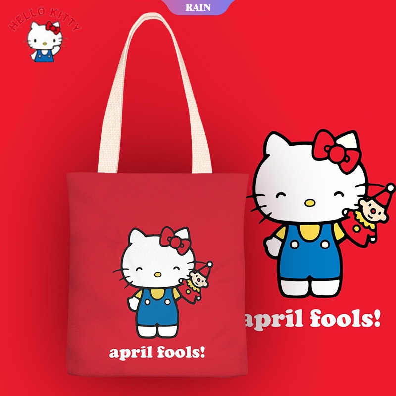 SANRIO Túi Xách Đeo Vai Bằng Vải Canvas 38Cm In Hình Hoạt Hình Dễ Thương Dành Cho Nữ