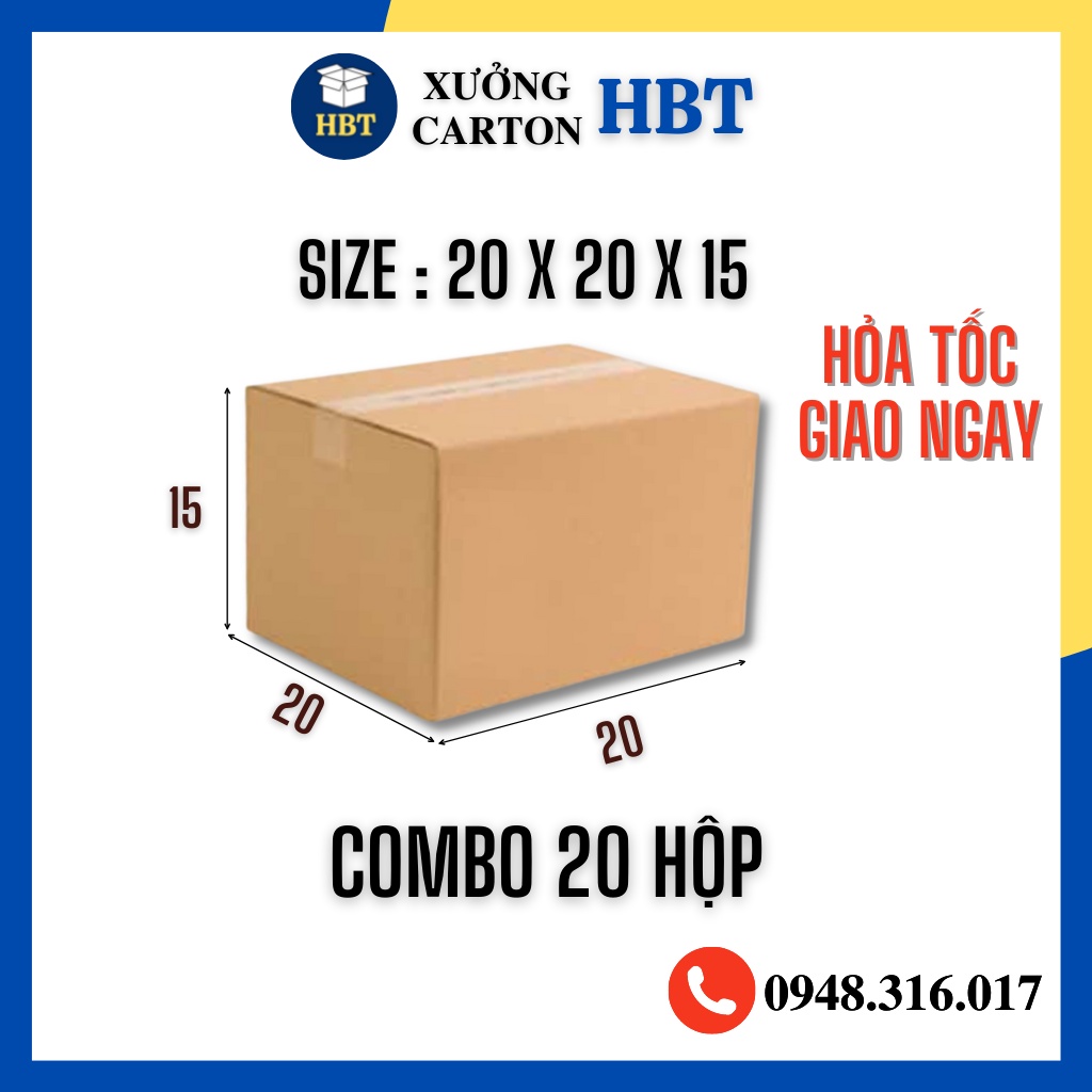 Freeship - 20 Hộp Carton 20x20x15 Giá Rẻ Đóng Hàng Hai Bà Trưng Hà Nội