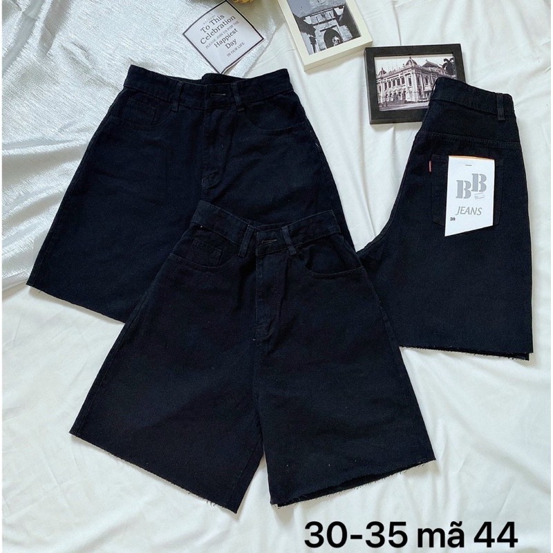 Quần ngố jean nữ màu đen lưng cao size đại hàng VNXK kiểu trơn bigsize MS44 2Kjean