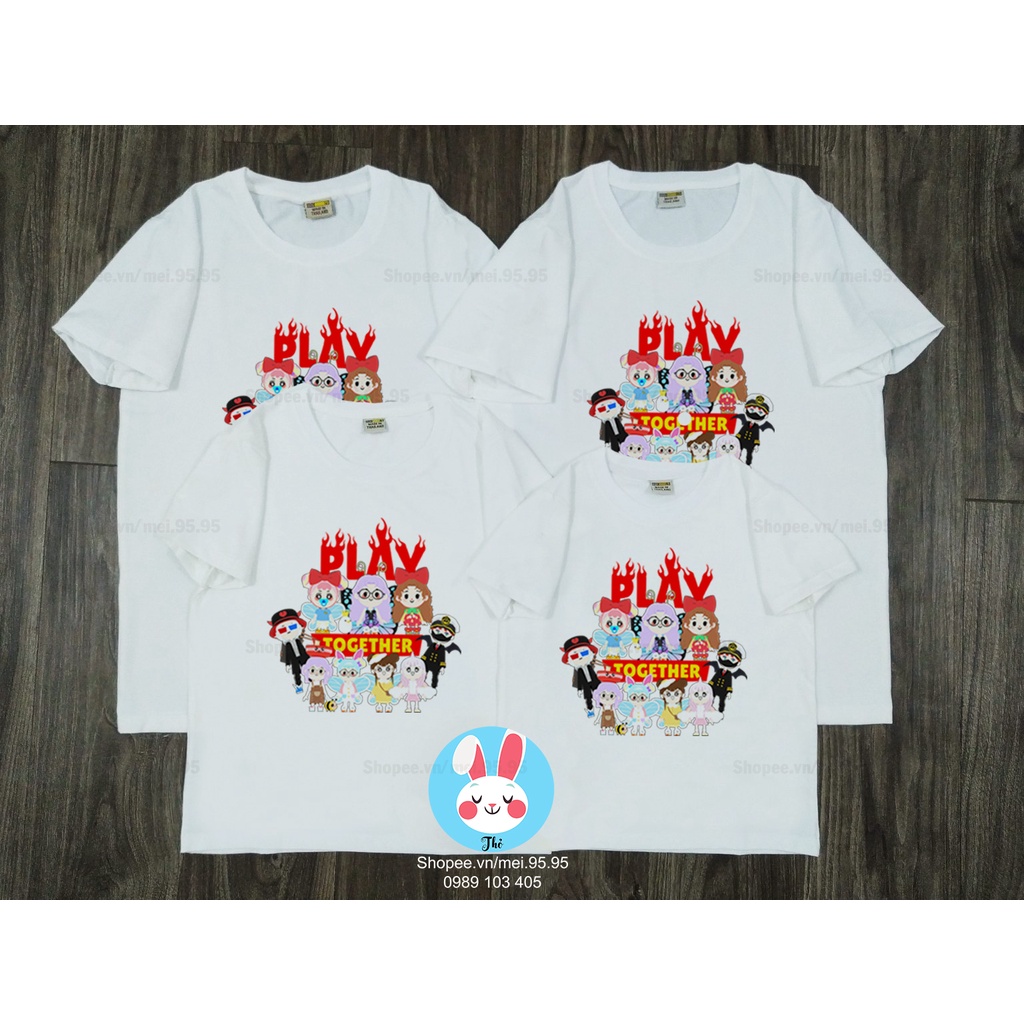Áo thun play together mẫu Family,áo in hình play together siêu nét có nhiều size