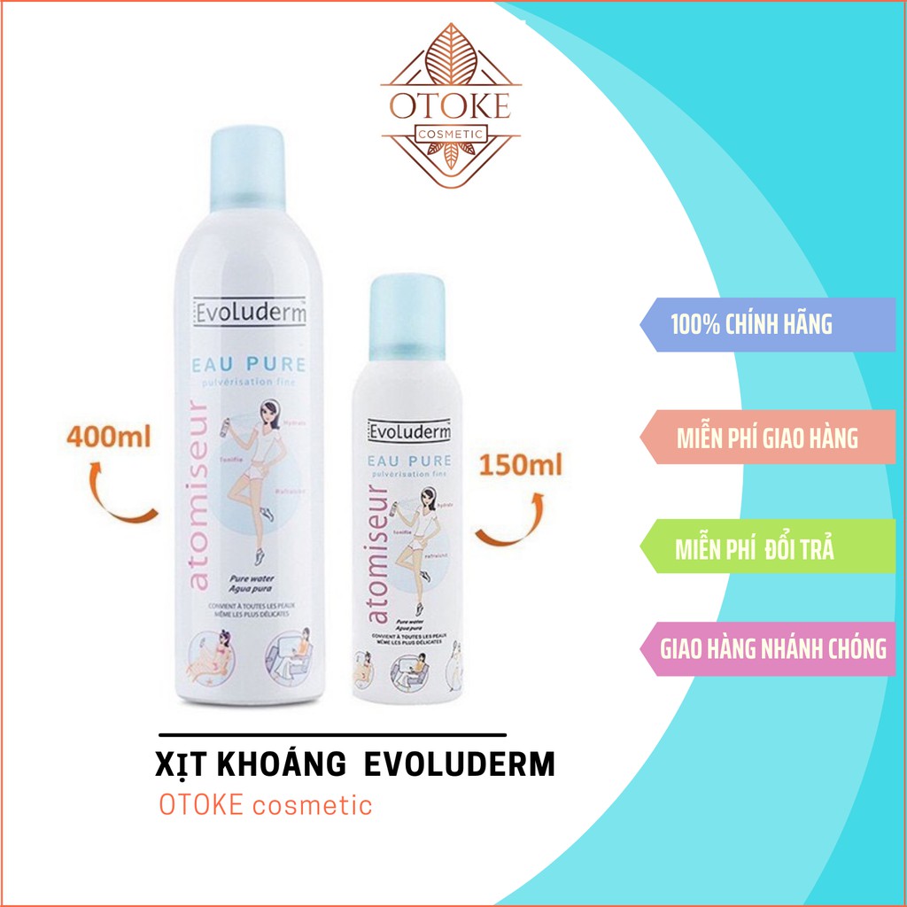 Xịt khoáng cấp ẩm làm dịu da Evoluderm 400ml chính hãng