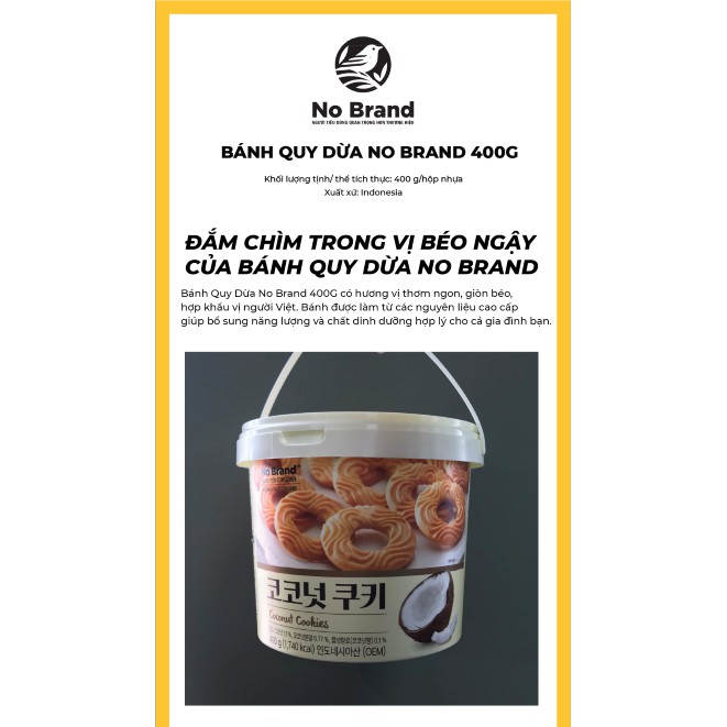 Bánh Quy Xô Vị Dừa No Brand Hũ 400G