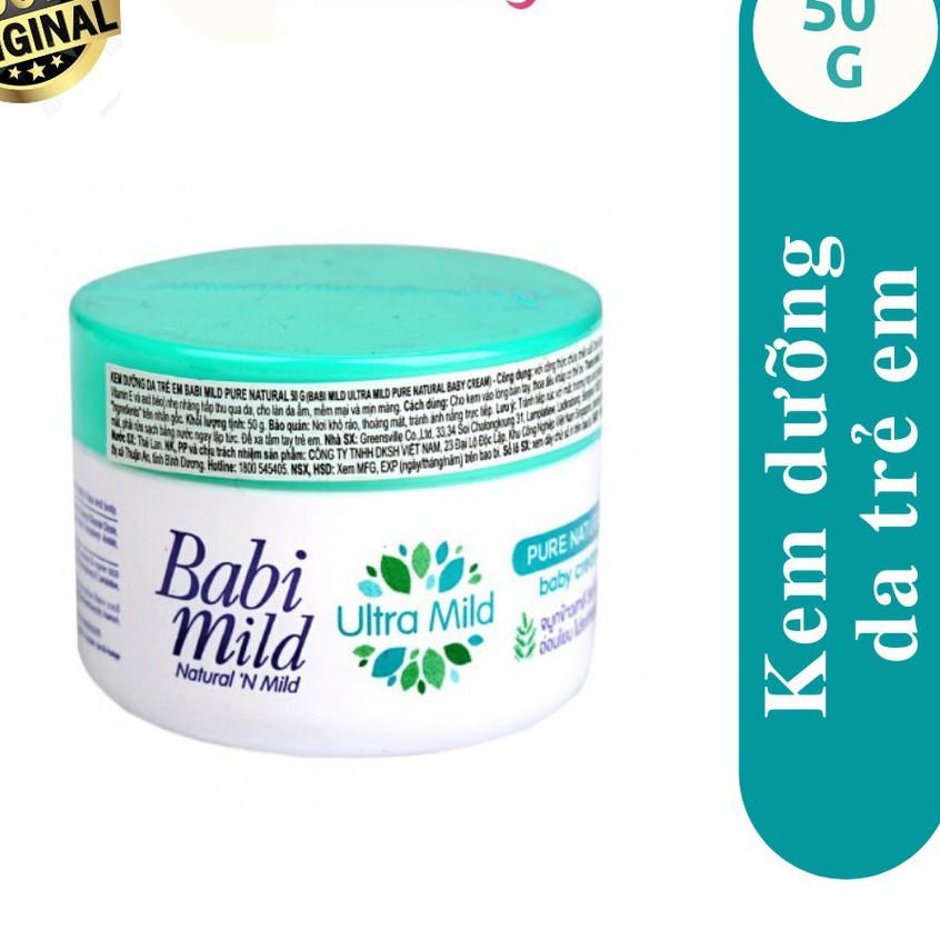 KEM DƯỠNG DA CHO BÉ BABI MILD PURE NATURAL (50G)