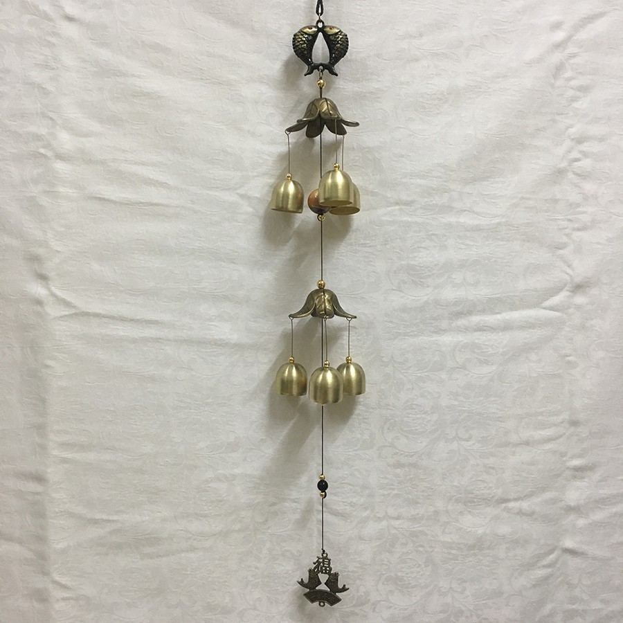 Chuông gió &quot;Song ngư hành phúc&quot; 2 tầng 2 mái 8 chuông CG31