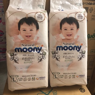 (Sỉ Sll) Tã Bỉm MOONY NATURAL Nội Địa Nhật dán/quần NB63/S58/M46/L38/L36/XL32