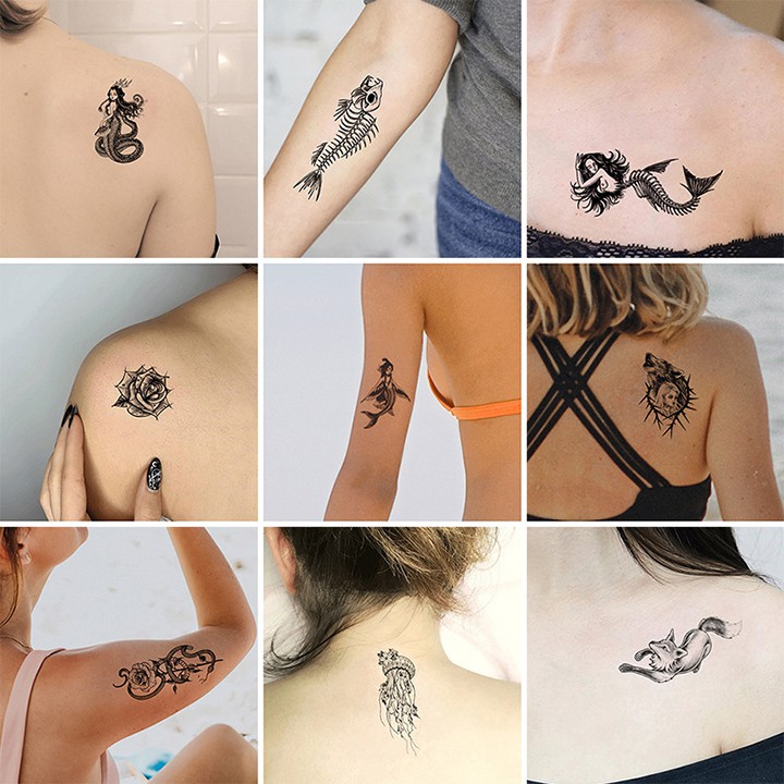 Set 30 miếng dán hình xăm tattoo tạm thời nhiều họa tiết độc đáo an toàn chống thấm thoitrangnu