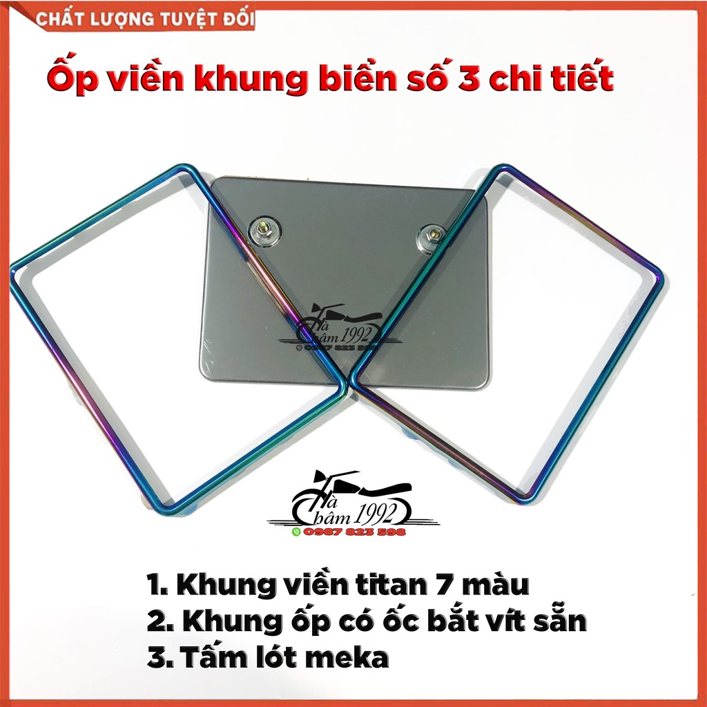 Khung Ốp Biển Số Xe Máy Full Bộ Kèm MIKA - Xi Titan 7 Màu