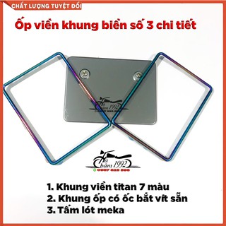 🏍 khung ốp biển số xe máy full bộ kèm mika - xi titan 7 màu 🏍