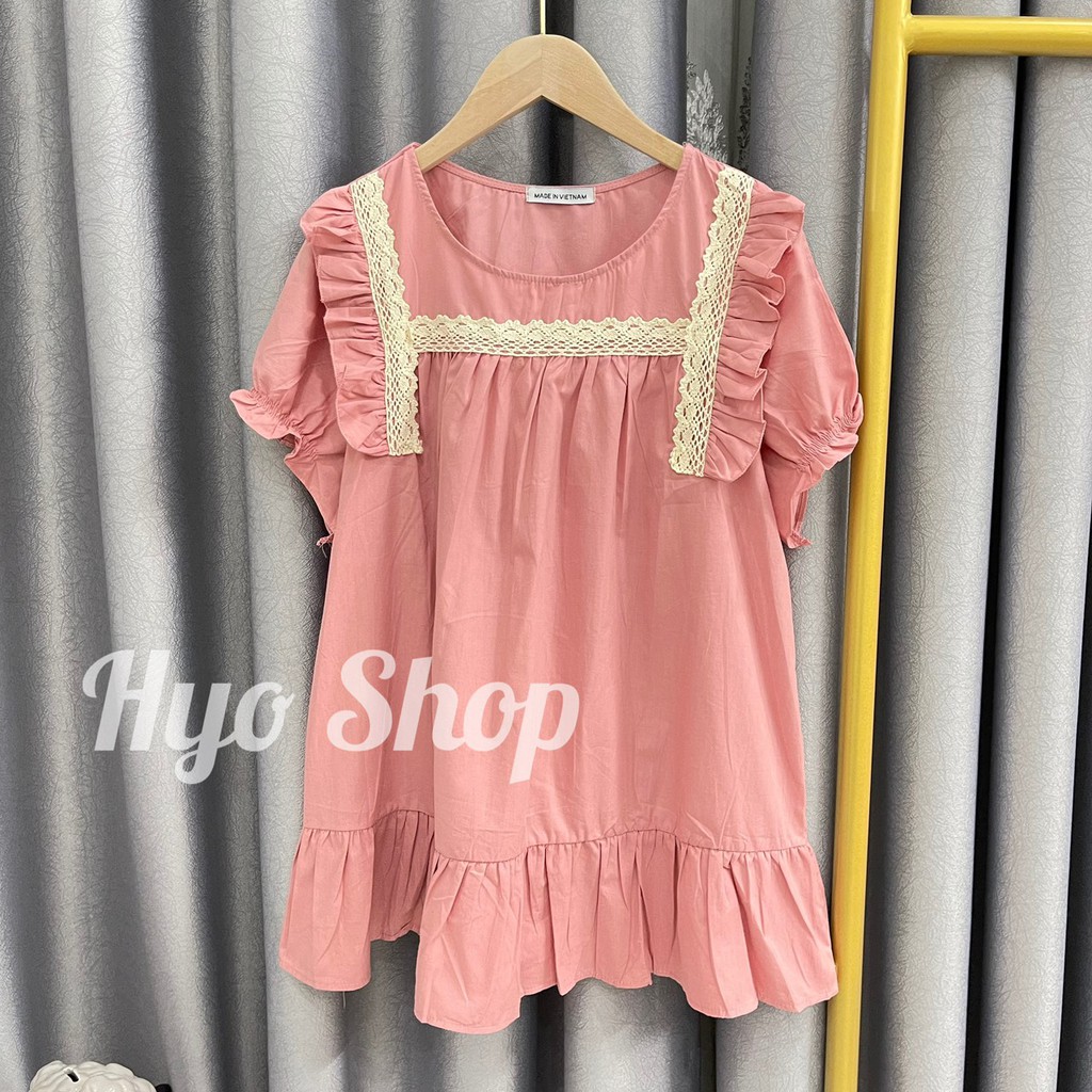 Áo bầu babydoll kiểu dáng công sở vải Boi Nhật Freesize 65kg HYO