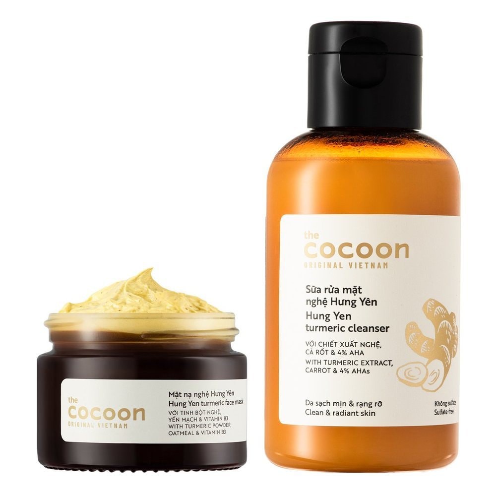 Combo Cocoon Nghệ Hưng Yên ( Sữa Rửa Mặt Nghệ 140ml +Mặt Nạ Nghệ 30ml ) Mỹ phẩm thuần chay