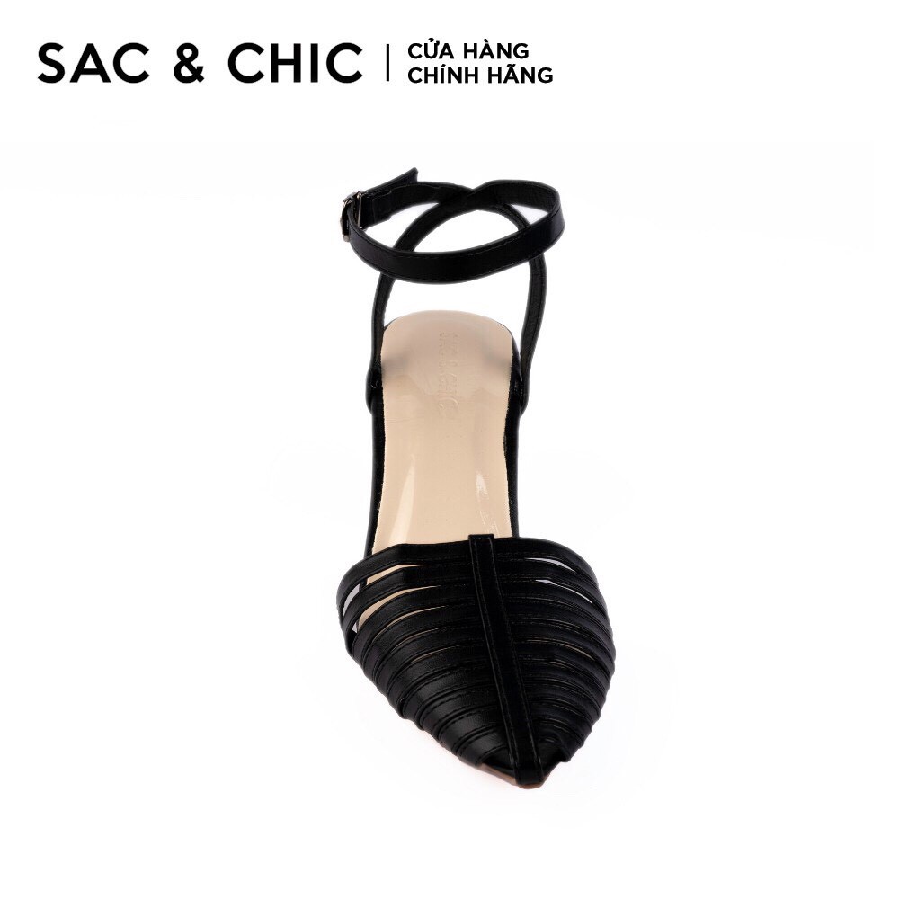 Giày Sandals SDC-20 Gót 6 Phân Mũi Nhọn Phối Dây Đan Ngang Sang Chảnh Sac & Chic