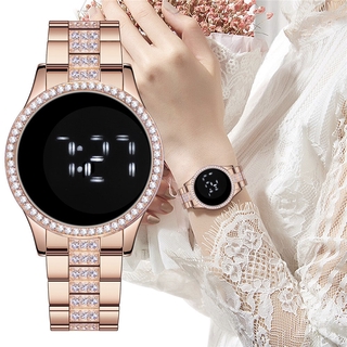 Đồng hồ có đèn LED cảm ứng chất liệu thép không gỉ thời trang cho nữ