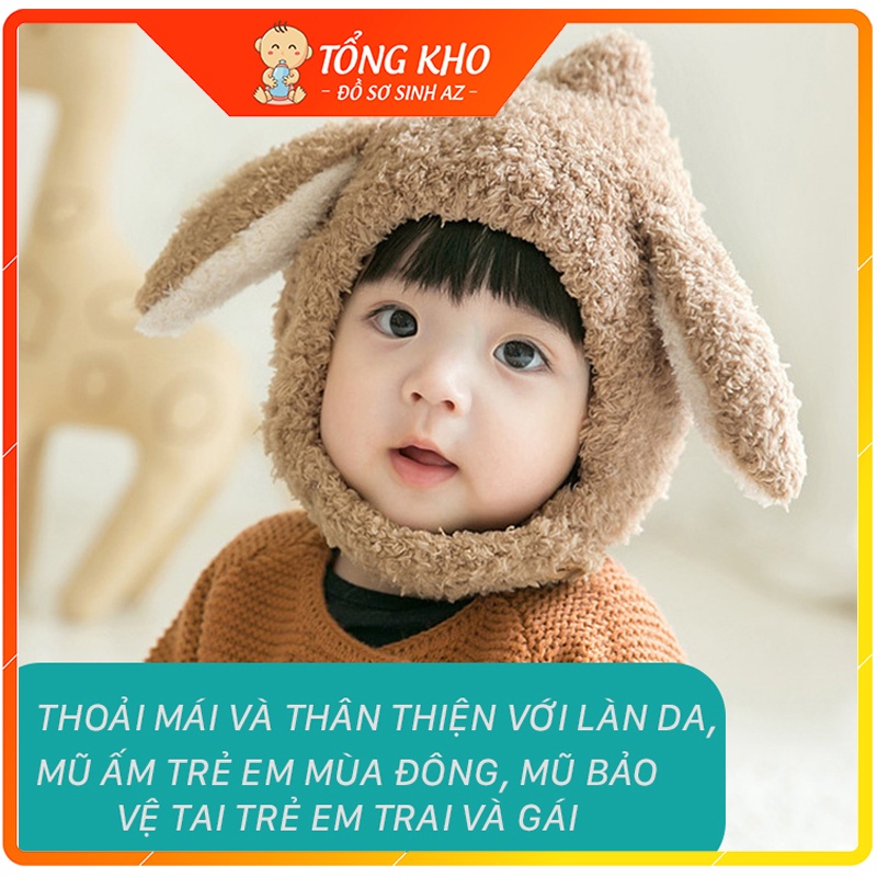 Mũ mùa đông cho bé - Mũ len tai thỏ cho bé siêu đáng yêu