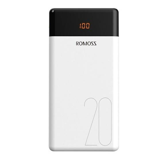 Sạc Sự Phòng Romoss LT20 20000mAh Màn hình điện tử-2 cổng sạc ra-1A và 2A pin cực trâu