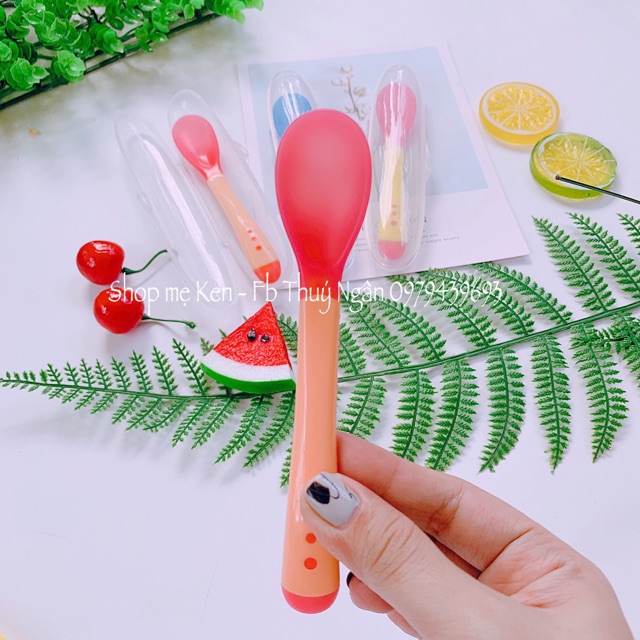 Thìa báo nóng nhựa mềm cho bé ăn dặm