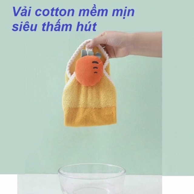 Khăn lau tay nhà bếp, phòng tắm treo tường thấm hút nhanh hình thú dễ thương có kèm móc treo tiện dụng - TiNa’s House
