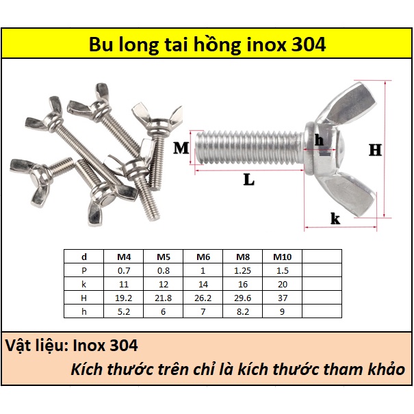 Bulong tai hồng inox 304 M4
