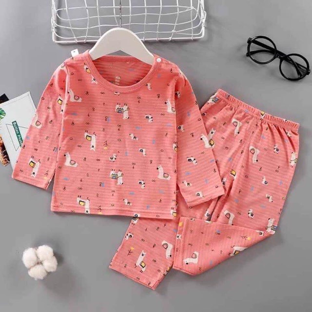 BỘ THU ĐÔNG DÀI CHẤT COTTON SỢI TRE QUẢNG CHÂU XUẤT HÀN CHO BÉ GÁI
