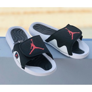 Dép jordan quai ngang bóng rổ hydro jd4 nam nữ màu trắng đen logo đỏ Tặng hộp