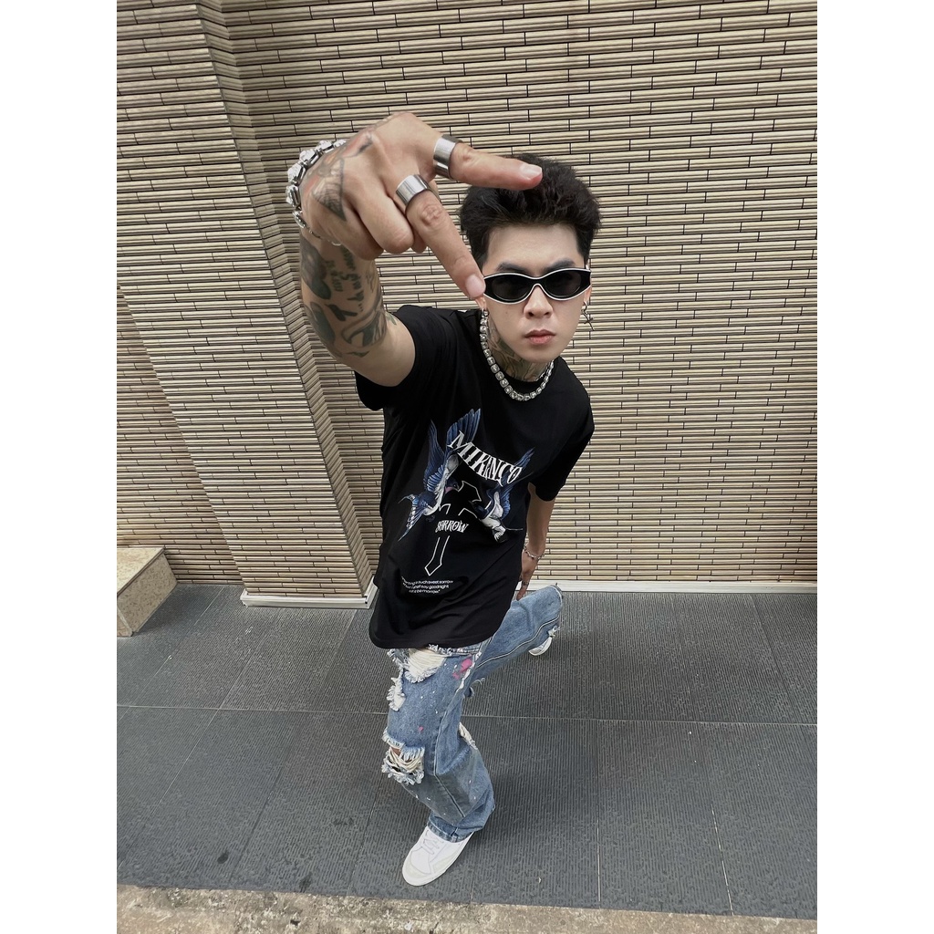 Áo phông nam MIKENCO SORROW tshirt , Áo Thun Tay Lỡ Nam Nữ 100% Cotton Cao Cấp