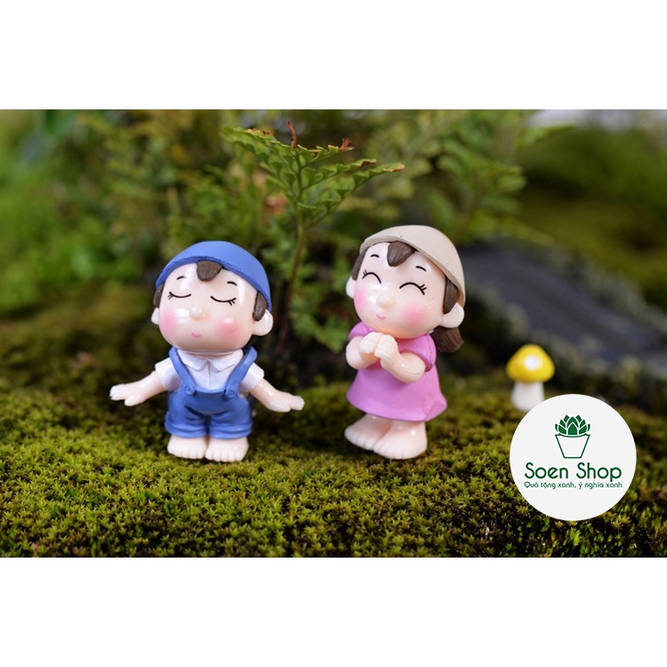 |FREESHIP| CẶP ĐÔI LÀM VƯỜN- Phụ kiện trang trí cây xanh để bàn làm việc, mô hình trang trí cho bể cá, tiểu cảnh