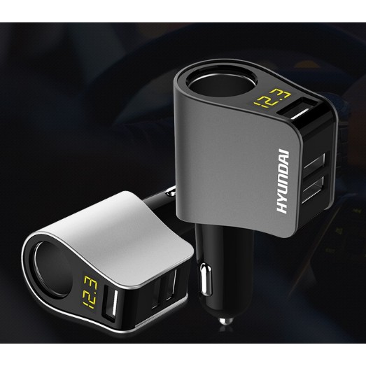 ☘️SẠC NHANH QC3.0☘️ Tẩu sạc ô tô xe hơi HYUNDAI QC 3.0 HY10 chia 1 tẩu tròn và 3 cổng USB bản cao cấp
