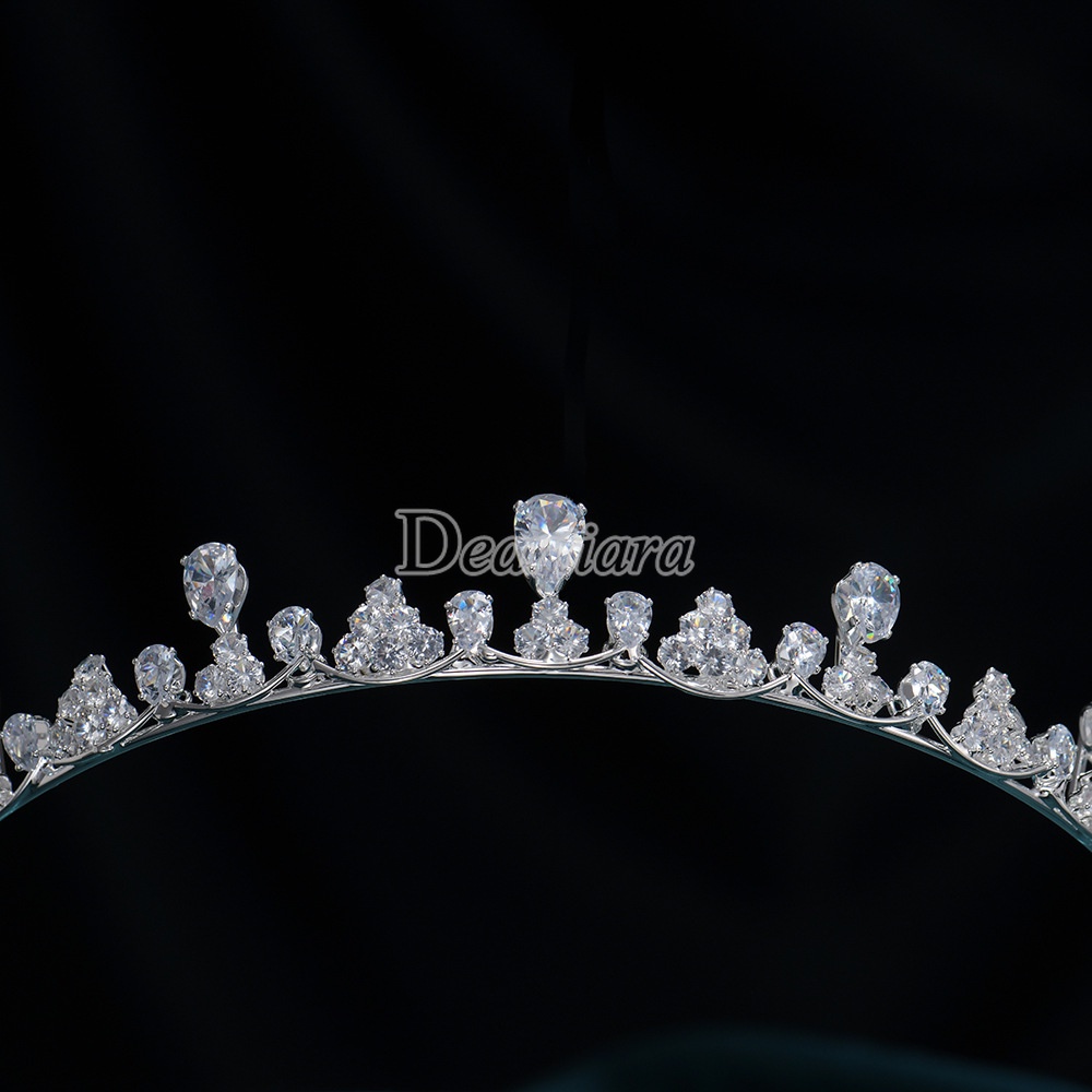 Vương Miện Cài Tóc Đính Đá Zircon Cho Cô Dâu