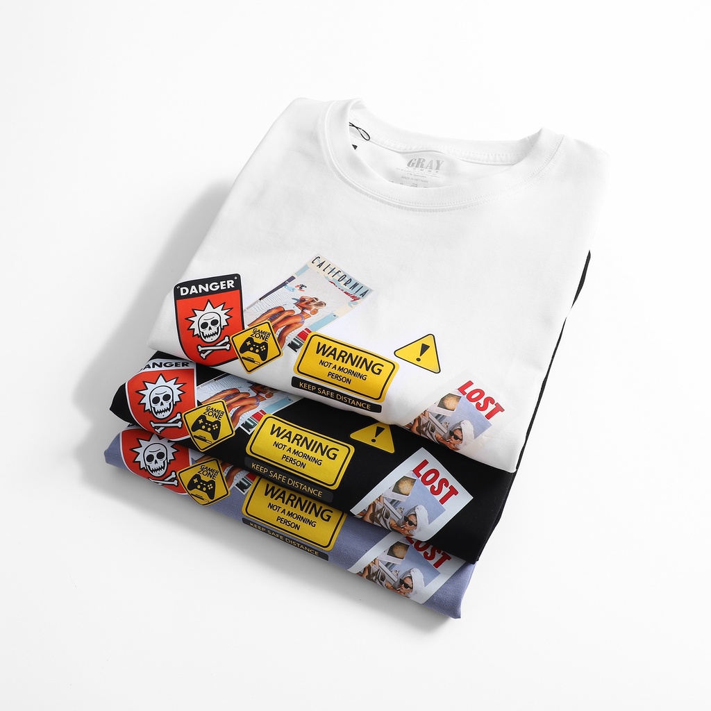 Áo thun nam nữ cổ tròn họa tiết hình Waring Lost GRAYHOMME vải Cotton xu xịn dáng unisex - TSG205