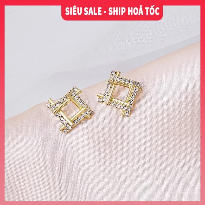 [SIÊU SALE - KÈM ẢNH THẬT] Bông tai đính đá hình thoi Hàn Quốc| Khuyên tai đẹp 2021- Wink Accessories L1AS11