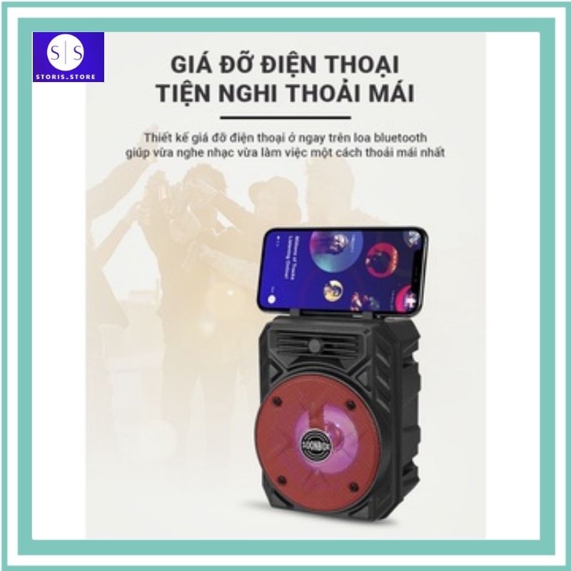 Loa bluetooth S11 tích hợp giá đỡ điện thoại tiện lợi hiệu ứng đèn LED đẹp mắt kết nối TWS 2 loa cùng lúc