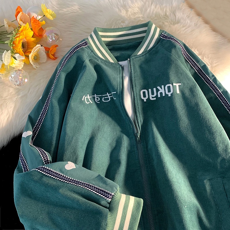 Áo Khoác Bomber Chất Nhung Tăm Cao Cấp Dày Dặn Thêu Chữ Tokyo - Form Rộng Dáng Thụng Nam Nữ Unisex, Freesize Đông 2022