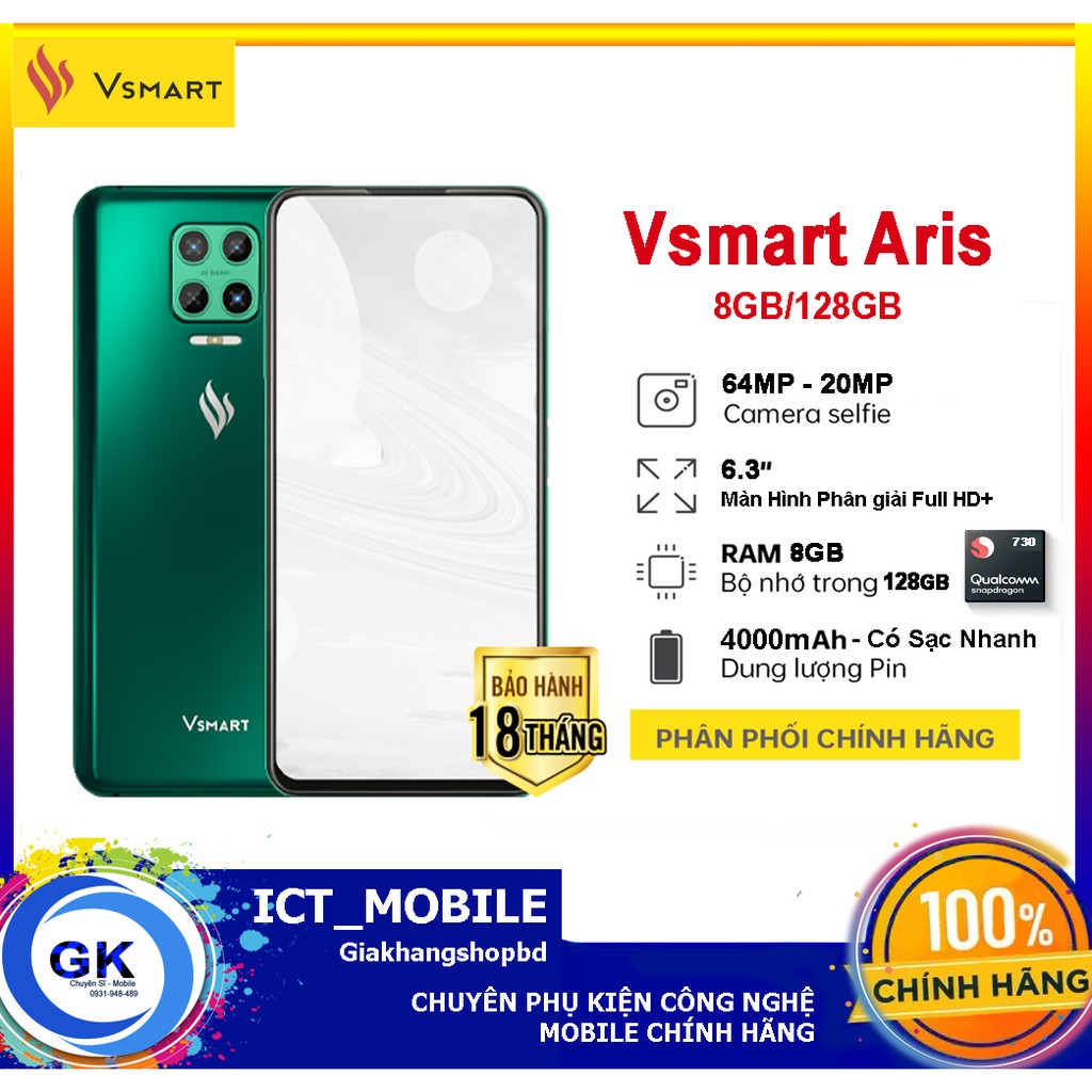 [Nguyên Seal] Điện thoại Vsmart Aris (8GB/128GB) & Bảo hành 18 tháng - Hàng chính hãng.