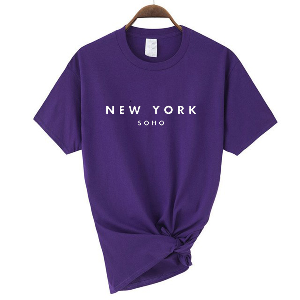 Plus Áo Thun 100% Cotton In Họa Tiết New York Soho Jin Dễ Thương Thời Trang Mùa Hè Harajuku Cho Nữ