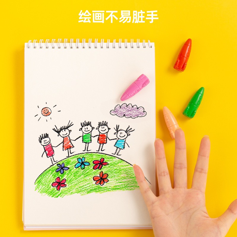 Bút sáp màu hưu cơ Deli không độc hại an toàn cho trẻ em với thiết kế hình tàu vũ trụ dễ thương.