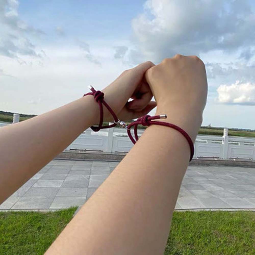 Set 2 vòng đeo tay bện dây mặt hình mặt trăng / mặt trời thời trang cho các cặp đôi