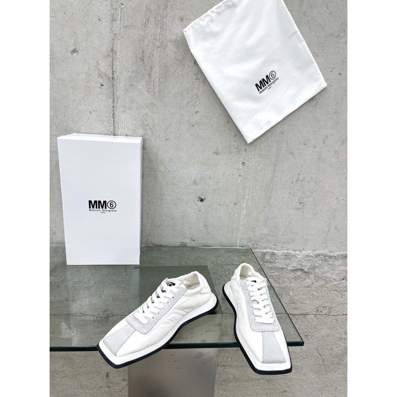 Giày thể thao nữ mũi vuông đế bành da thật cao cấp Maison Margiela