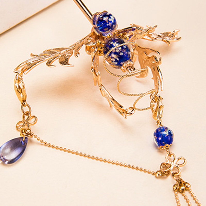 Trâm Cài Tóc Dáng Dài Đính Hoa Phong Cách Hán Phục Cổ Điển