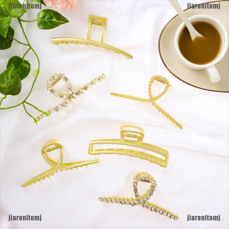 （jiarenitomj）6 Pieces Metal Hair Claw Clips Premium Gold Metal Strong Hair Jaw Clip Non-Slip